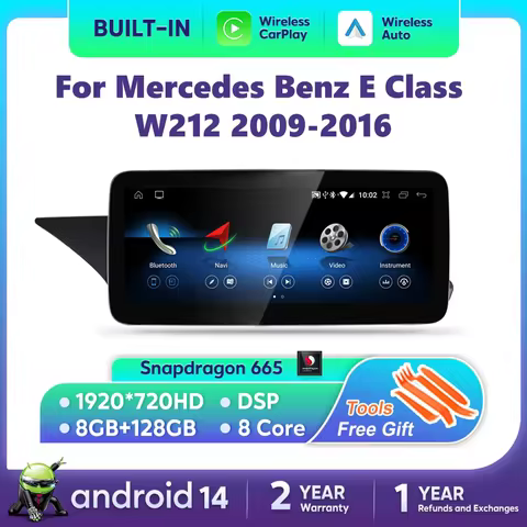 For Mercedes Benz E Class W212 2009-2016 Wireless CarPlay Android Auto Radio Car Multimedia Player N
