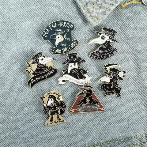 Plague Doctor Enamel Pins Beak Face Brooches Custom Badges for Bag Lapel Pins Buckle Cool Jewelry Gi