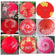 Red Oiled Paper Umbrella Hanfu Umbrella Woman Chinese Style Wedding Silk Umbrella Decoration Parasol