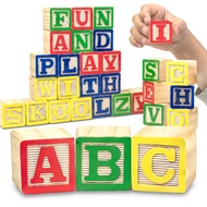 Wooden Alphabet Blocks - 26 ABC Wooden Blocks for Toddlers - Wood Alphabet Stacking Toys - Alphabet 