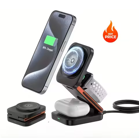 3-in-1 Wireless Charger Stand Suitable for Apple 15 14 13 12 Watch 5 4 Active Buds Fast Charger