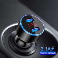 Car Charger 12v 24v Fast Charger usb Charger With 2 Port LED Display 12-24V Fast Charging Mobile Phone Charger