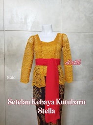 doOob Setelan Kebaya Brokat Stella dan Rok Kamen Songket Batik Free Selendang Pengantin Pesta Wisuda