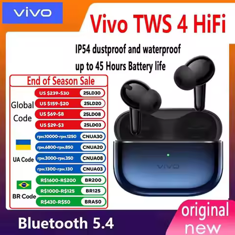 VIVO TWS 4 HiFi TWS 4 55dB Active Noise Cancelling True Wireless Earphone LDAC TWS Earphone Bluetoot
