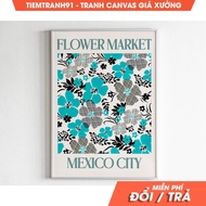 Wall painting, Mexico City Flower Market, Mexico Travel Poster, Maximalist Home Decor, Mexico Art, E