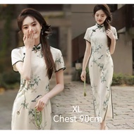 Plus Size Maxi dress Cheongsam Women's wear 60-90kg xxxl 大码女装连衣裙改良旗袍