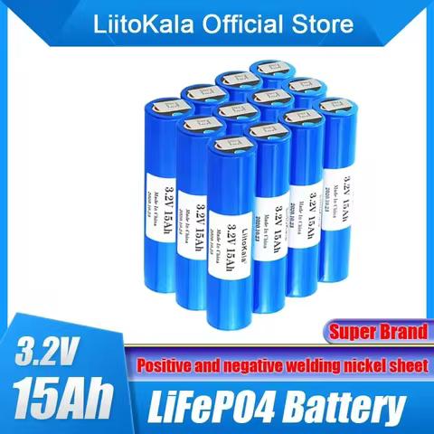 LiitoKala-Lithium Battery Pack, LiFePO4 Battery, 3.2V, 15Ah, 12V, 24V, E-Scooter, Power Tools, DIY, 
