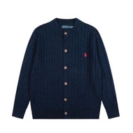 Ralph Lauren純色小馬刺繡Logo男神款麻花針織開衫外套