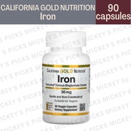 California Gold Nutrition, Ferrochel Iron (Bisglycinate), 36 mg, 90 Veggie Capsules
