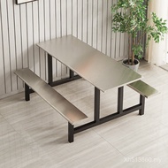 4 Dining Table Chair Staff Canteen Wholesale Table Conjoined Dining Hall Table Chair Stainless Steel