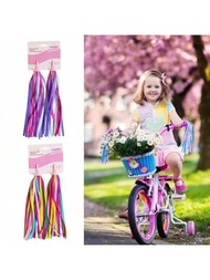 2入組自行車車把手流蘇彩色裝飾風筝節流器安裝配件,適用於自行車嬰兒座椅三輪車滑板車嬰兒
