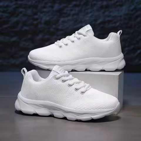 Women's Sneaker New Fashion Breathable Trainers Comfortable Sneakers Mesh Lace Up Tennis Sneakers Ru