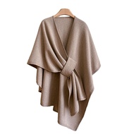 Women Draped Shawl Adjustable Crossover Front Lightweight Soft Warm Shawl Scarf Cape Cardigan Solid 