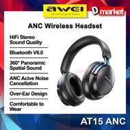 Awei AT15 ANC Wireless Headset ANC Noise Cancellation Stereo Surround Sound Headphone Bluetooth Head