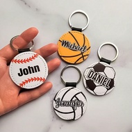 1pc Custom Sports Spherical Leather Keychain, Personalized Text Keychain, Good Gift For A Good Broth