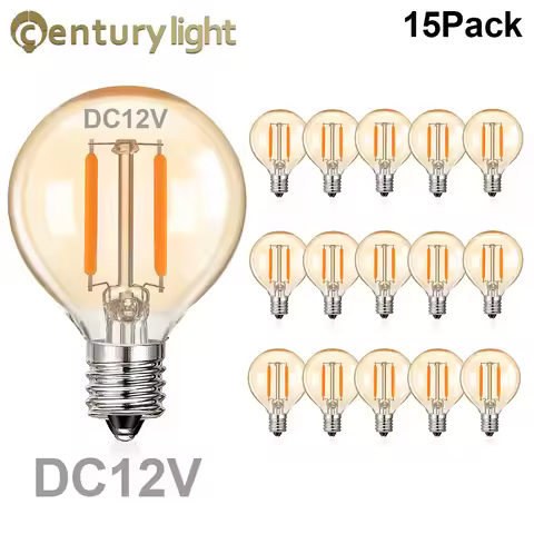 12V Edison Light G40 1.5W E12 DC12V Low Voltage Globe LED Filament Bulbs for RV Camper Boat Solar Ba