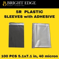 5R PLASTIC SLEEVES OPP w/adhesive, 5.1 x 7.1 inches, 40 micron for 5R Photo Paper and magnet