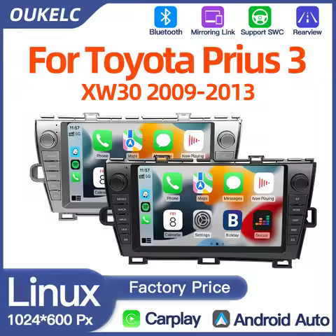 OUKELC Android Auto Car Radio For Toyota Prius 3 XW30 2009-2013 Navigation Player Multimedia Carplay