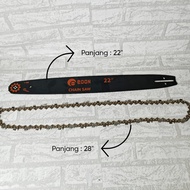 GUIDE BAR CHAINSAW RANTAI DAN PLAT BAR PAKET GUIDE BAR CHAINSAW 22" bar plat dan RANTAI CHAINSAW UNT