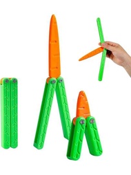 2 件裝胡蘿蔔蝴蝶刀 3d 打印減壓玩具塑料重力胡蘿蔔刀減壓頭腦風暴療法