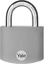 Yale Covered Aluminum Padlock with 3 keyed Alike Keys for Indoor and Outdoors use, Gym Locker, and Toolbox (Grey)