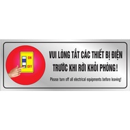 Decal Dán Nhắc Nhở Tắt Điện Sticker Tiết Kiệm Điện Có sẵn tấm cứng đằng sau Decor Decor Phòng Đồng T