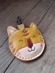 可愛微笑害羞老虎王 gogoro 鑰匙包 純牛皮皮革套