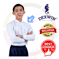 Dexwin T-Shirt Putih Berkolar Lengan Panjang Sukan Kain Cotton Sekolah Pra Activity White Tshirt Collar Long Sleeve