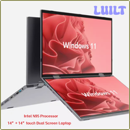 LUILT Dual Screen Laptop 14+14 Inch 2K Touch Screen Notebook 16GB Intel N95 CPU 360 Degree Flip Metal Case 2 in 1 Laptop Computer HDRJE