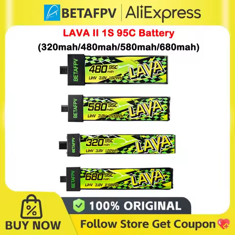 BETAFPV LAVA II 1S 95C Battery 320mah 280mah for Air65, Meteor65 Pro, 680mAh 580mAh 480mAh for Air75