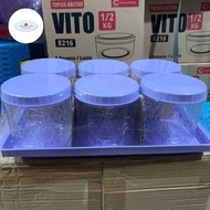 Toples drat set isi 6 + nampan / toples clover lemoni / toples kue kering / toples lebaran / toples 
