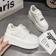 kasut jogging perempuan kasut sport wanita kasut perempuan Casual Campus-Style Thick-Soled White Sne