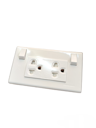 Duplex Universal Outlet 16A 250V with Ground and Plate with Individual Switch Control ( Panasonic) W