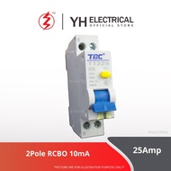 TBC 25A 2POLE 10MA RCBO (SIRIM APPROVED)