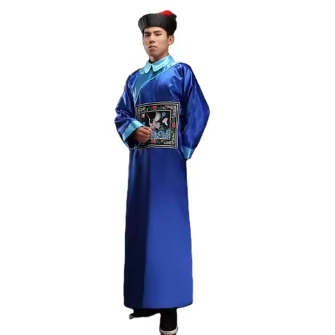 Qing Dynasty Ancient Official Robe Eunuch Clothes Royal Servant Performance Uniform Manchu Minister 