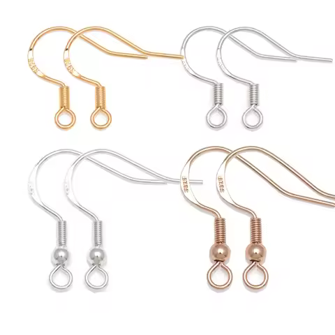 50pcs 925 Silver Plated Earring Hooks, Hypoallergenic Fish Hook DIY Earring Findings Jewelry Making 