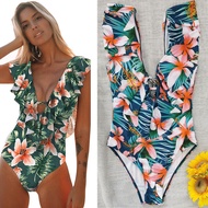 Womens One-Shoulder Double-Piece One-Piece Swimsuit