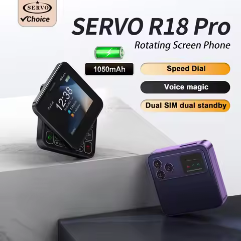 SERVO Mini Mobile Phones Rotating Screen 2G GSM Dual SIM Standby Cell Phone 2.4" Display Speed Dial 