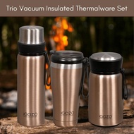iGOZO TRIO VACUUM INSULATED THERMALWARE FLUSK TERMOS PANAS AIR DRINK TRAVEL SET