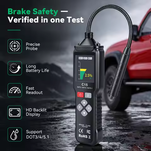 Car Motorcycle Brake Fluid Tester with LED Indicator Car Brake Oil Moisture Detector for DOT3/DOT4/D