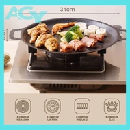 ACY BBQ Grill Pan Korean Non-Stick 30cm, 32cm, 34cm Multipurpose Round Pan