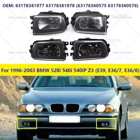 For 1996-2003 BMW 528i 540i 540iP Z3 (E39 E36/7 E36/8) Fog Light (No Bulb) 63178381977 63178381978 (