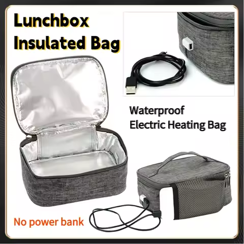 USB Electric Heating Insulated Lunch Bag Mini Lunch Box 12V Heated Thermal Bag Food Warmer Container