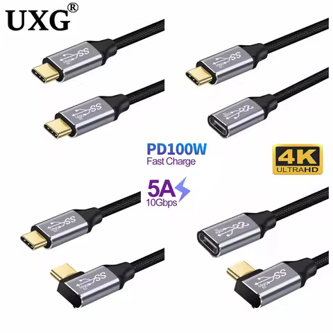 USB C Extension Cable Extender 100W PD 5A 4k USB3.1 Type C Male To Female Usb-c Extension Cord For N