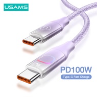 PD100W USAMS TypeC สาย USB สีไล่ระดับสีชาร์จเร็ว100วัตต์ชนิด C เพื่อพิมพ์สายเคเบิ้ล Type C สำหรับ Huawei Samsung Galaxy S20 /Xiaomi Note 7 Redmi Note 8 Note 9S/Macbook Air 2020 Ipad Pro