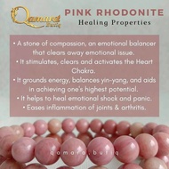 Gelang Kristal Dark Pink Rhodonite Crystal by Ummirai Qamara Butiq Natural Crystal Healing Bracelet
