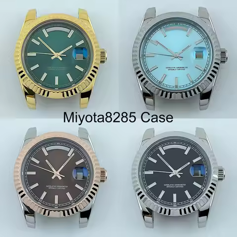 39mm Watch Case Miyota8285 Case Men's Automatic Watch Stainless Steel Sapphire Glass Fit Miyota 8285