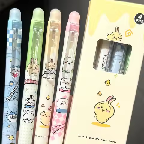 Anime Chiikawa Gel Pen Refill 0.5mm Quick Dry Erasable No Trace Retractable Smooth Writing 2 Colors 
