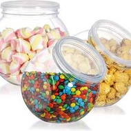 10pcs 425ml Small Clear Plastic Candy Jars With Lids, Cookie Storage Containers, 3.9inch(10cm) L X 3