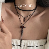 European and American Style Personalized Red Heart - Thorn - Cross Necklace - Niche, Light Luxury, H